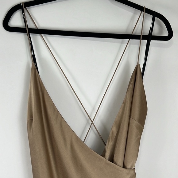 Revolve SER.O.YA by Retrofete Silk Emma Dress in Natural Tan Gold Size Large - Picture 6 of 12